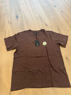 rag & bone Brown Short Sleeve Crewneck Tee with Small Graphic